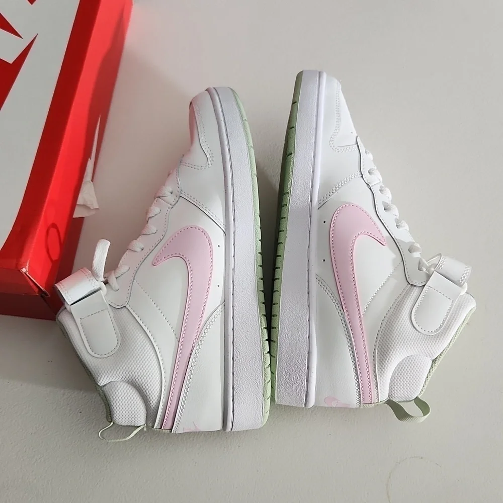 Nike Court Mid Size 7Y or 8.5 women pink white New